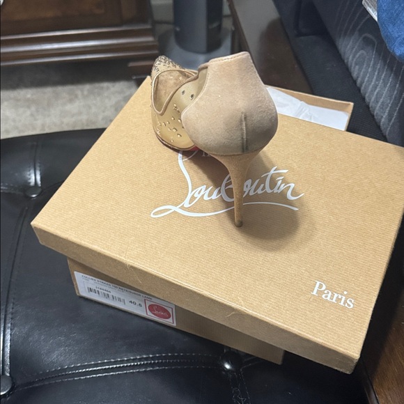 Christian Louboutin Tan Crystal-Embellished Heels - Picture 3 of 4